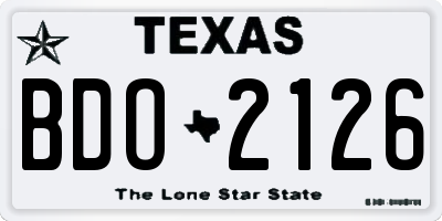 TX license plate BDO2126