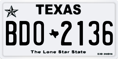 TX license plate BDO2136