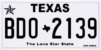 TX license plate BDO2139