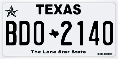 TX license plate BDO2140