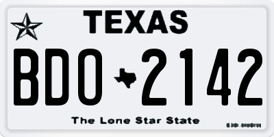 TX license plate BDO2142