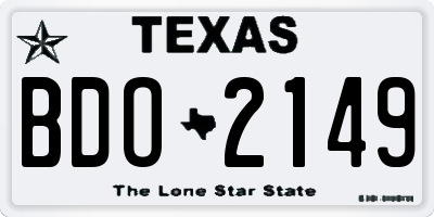 TX license plate BDO2149