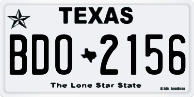 TX license plate BDO2156