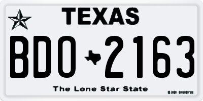 TX license plate BDO2163