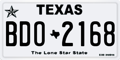 TX license plate BDO2168