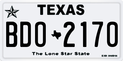 TX license plate BDO2170