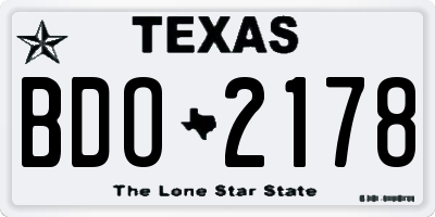 TX license plate BDO2178