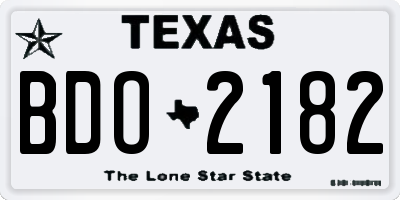 TX license plate BDO2182