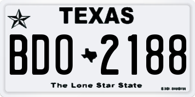 TX license plate BDO2188