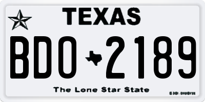 TX license plate BDO2189