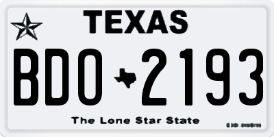 TX license plate BDO2193