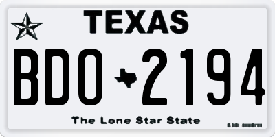 TX license plate BDO2194
