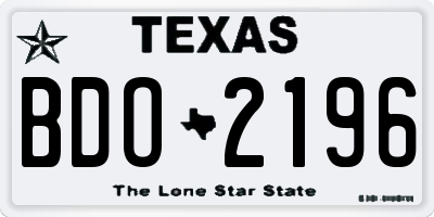 TX license plate BDO2196