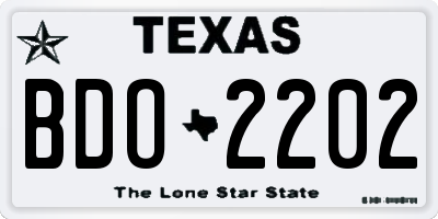 TX license plate BDO2202