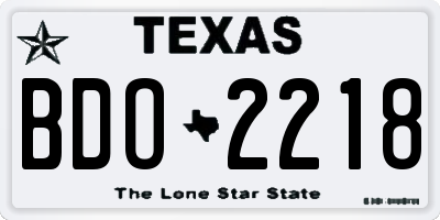 TX license plate BDO2218