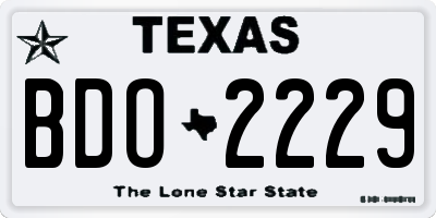 TX license plate BDO2229