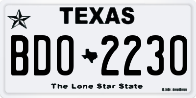 TX license plate BDO2230
