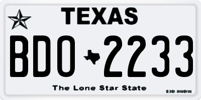 TX license plate BDO2233