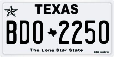 TX license plate BDO2250
