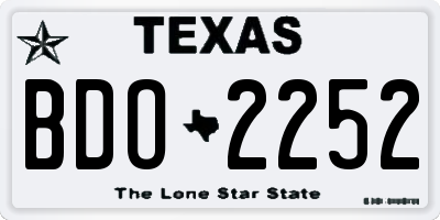 TX license plate BDO2252