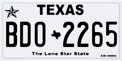 TX license plate BDO2265