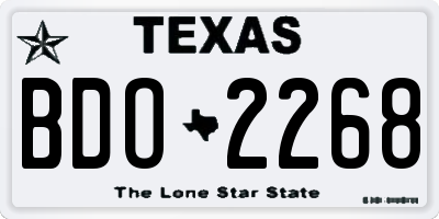 TX license plate BDO2268