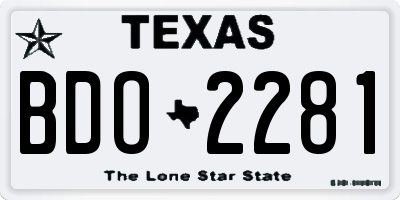 TX license plate BDO2281
