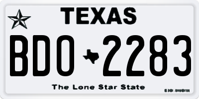 TX license plate BDO2283