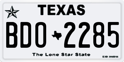 TX license plate BDO2285