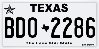 TX license plate BDO2286