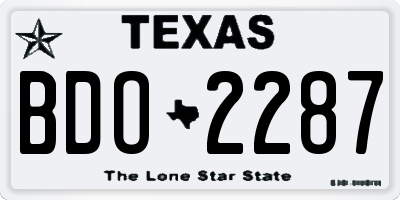 TX license plate BDO2287