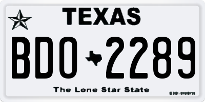 TX license plate BDO2289
