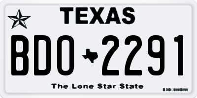 TX license plate BDO2291