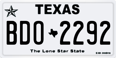 TX license plate BDO2292