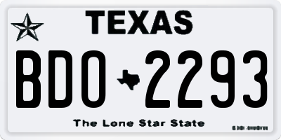 TX license plate BDO2293