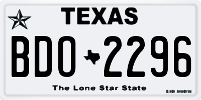 TX license plate BDO2296