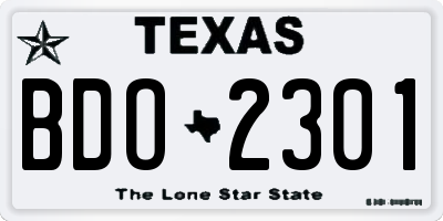 TX license plate BDO2301