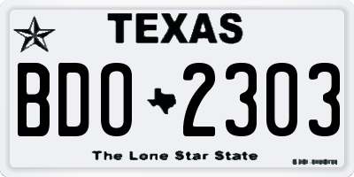 TX license plate BDO2303