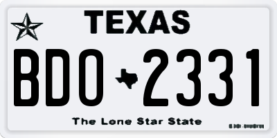 TX license plate BDO2331