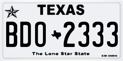 TX license plate BDO2333