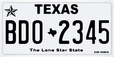 TX license plate BDO2345