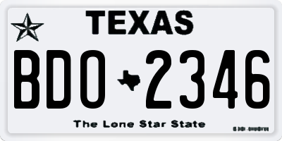 TX license plate BDO2346