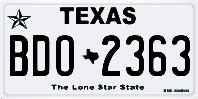 TX license plate BDO2363