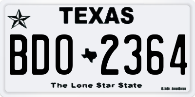 TX license plate BDO2364