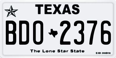 TX license plate BDO2376