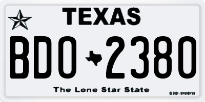 TX license plate BDO2380