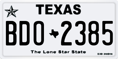 TX license plate BDO2385
