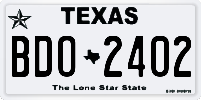 TX license plate BDO2402