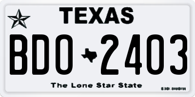 TX license plate BDO2403