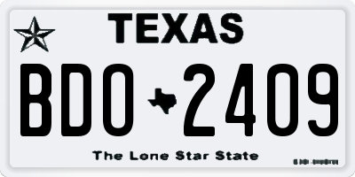 TX license plate BDO2409